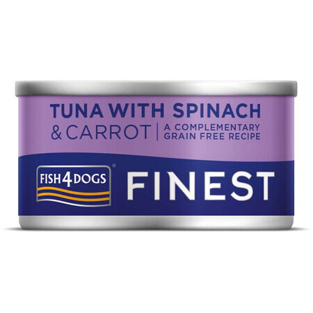 Fish4Dogs Hrană conservată pentru câini Finest ton cu morcovi și spanac 85 g