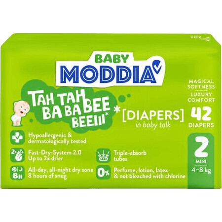 Moddia Baby Disposable Diapers 2 Mini (4-8 kg), 42 pcs