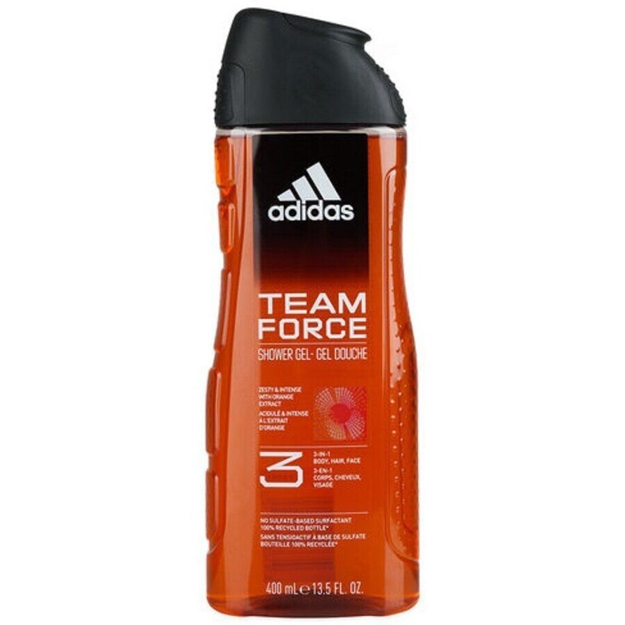 Adidas Team Force 3in1 gel de duș pentru corp, păr și față pentru bărbați 400 ml