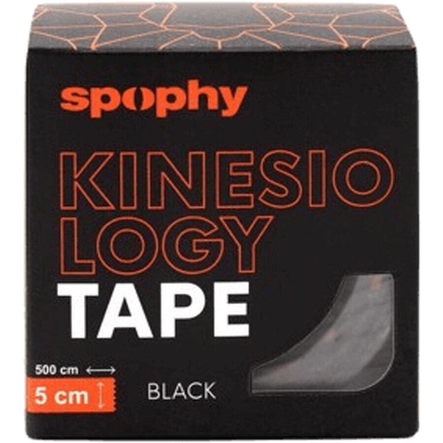 Spophy Kinesiology Tape negru, negru, 5 cm x 5 m