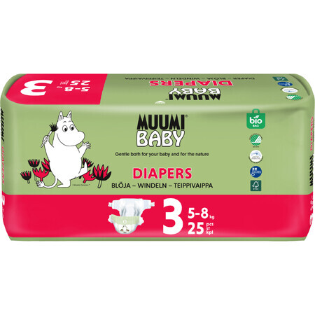 Muumi Baby Scutece de unică folosință 3 Midi 5-8kg, 25 buc