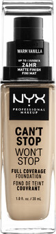 NYX Professional Makeup Professional Makeup Can&#39;t Stop Won&#39;t Stop 24 hour Foundation Machiaj cu acoperire ridicată - 6.3 Warm Vanilla 30 ml