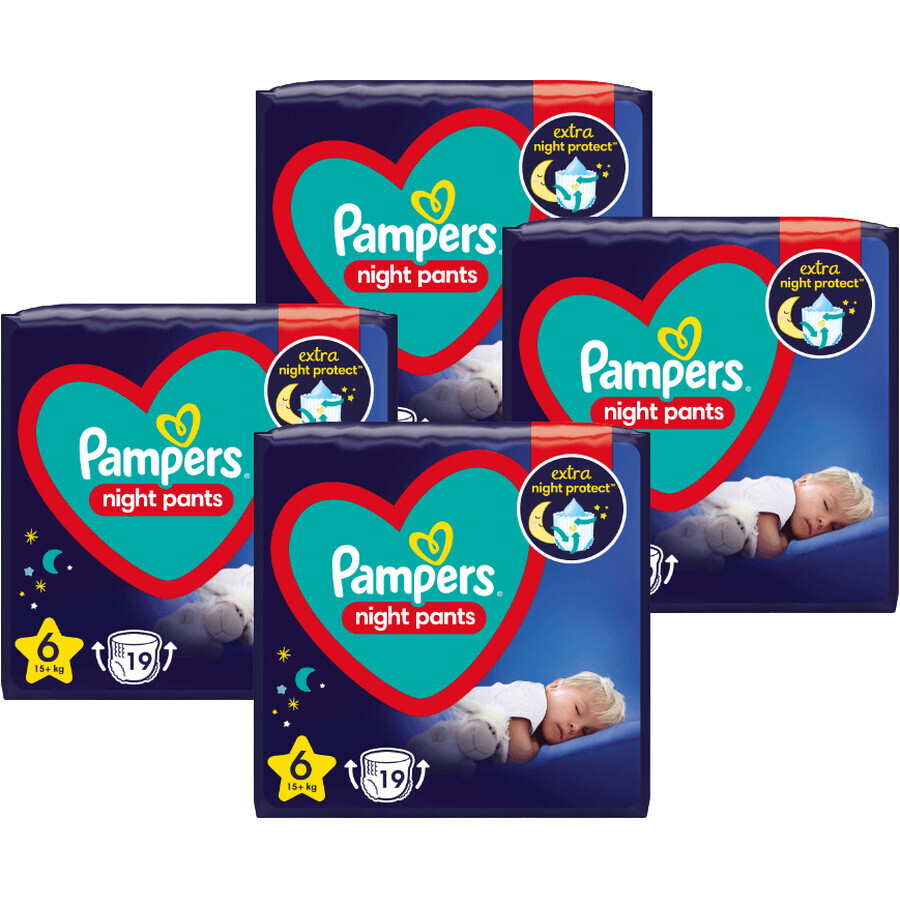 Pampers Night Pants S6, 15+ kg, 4 x 19 buc