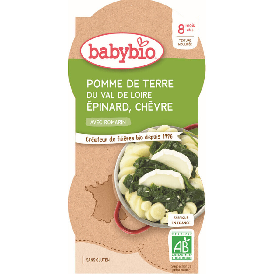 Babybio Cartofi cu spanac, păstârnac și brânză de capră 2 x 200 g