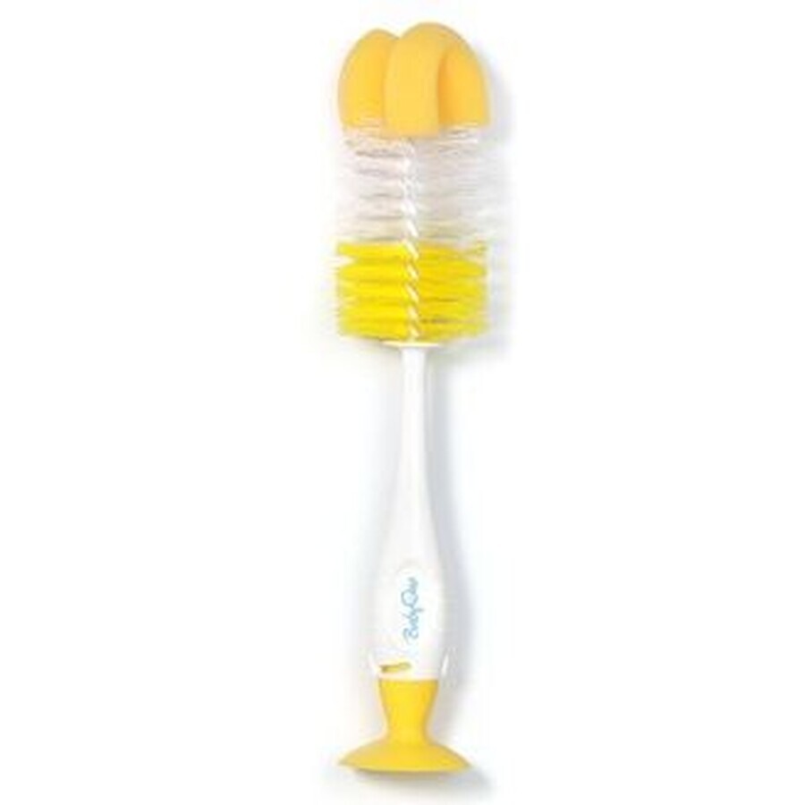 BabyOno 2in1 Scovolino per biberon e ciuccio con ventosa - giallo