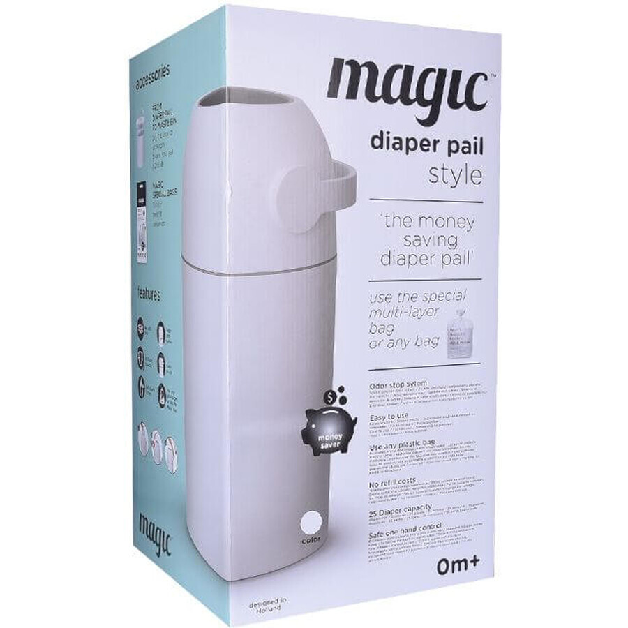 Magic Diaper System, capacitate 25pcs scutece folosite, gri închis