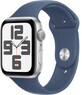 Apple Watch SE GPS 40mm Carcasă din aluminiu argintiu cu bandă sport din denim - M/L