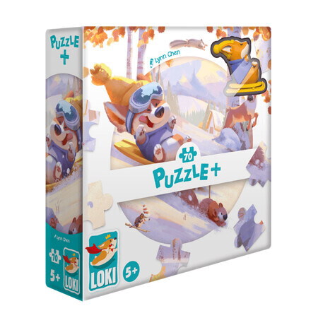 Puzzle Plus: Loki goes sledding, 5 ani+, 70 piese, Loki