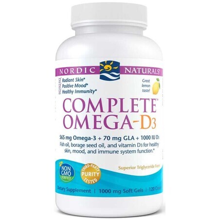 Omega-D3 completo 565mg Limón 120 cápsulas Nordic Naturals