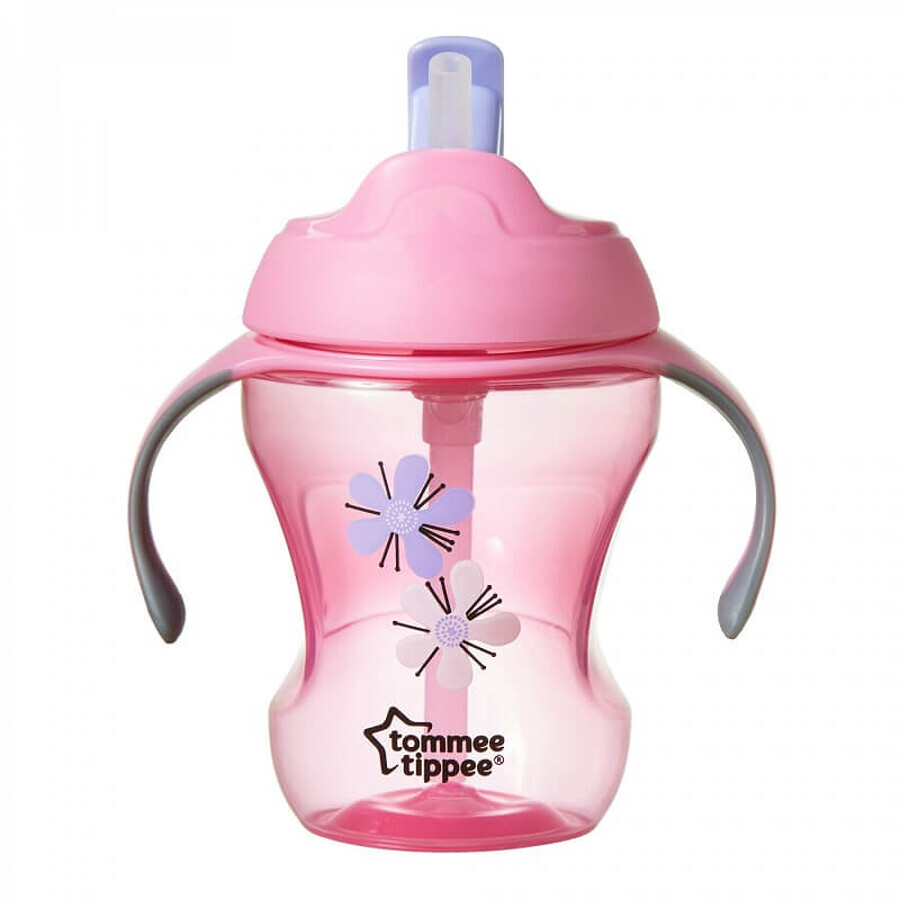 Cană Easy Drink cu pai, 230 ml, 6luni+, TT0077-2-Flori-Roz Explora, Tommee Tippee