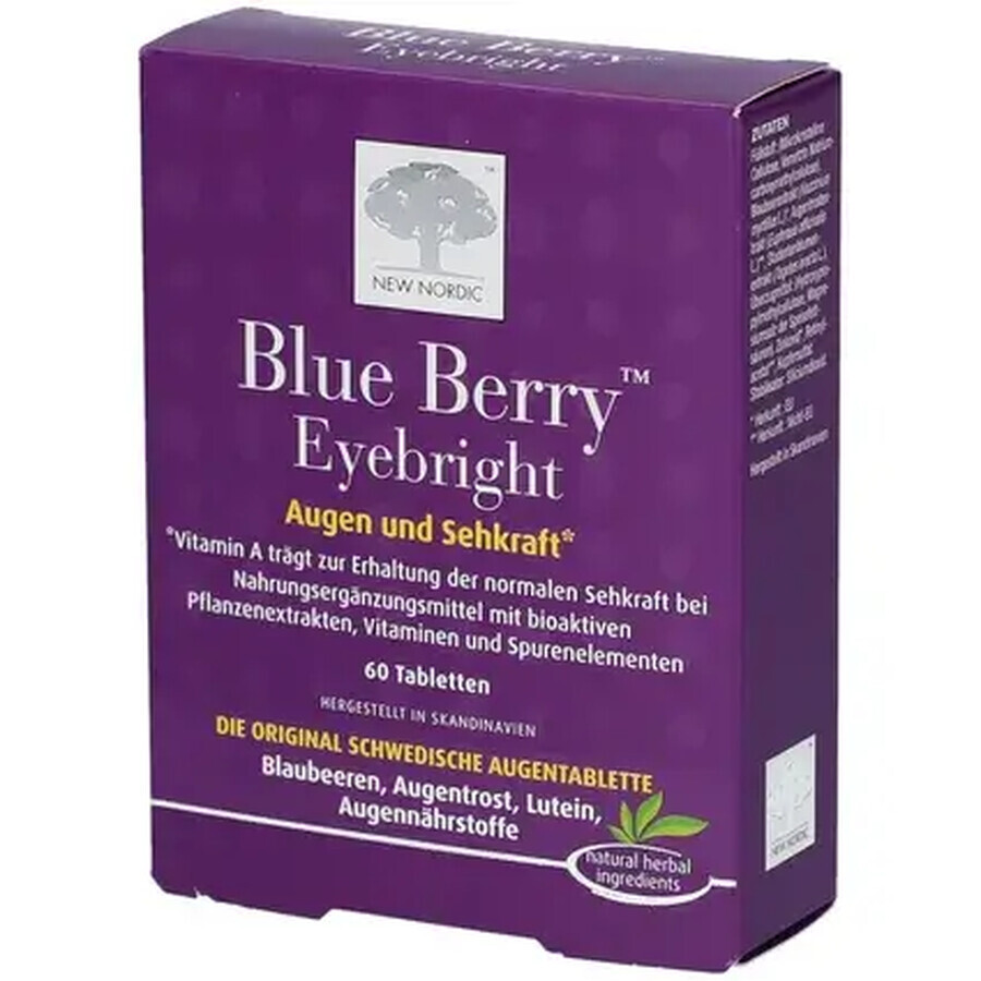 Blue Berry plus vitamină pentru ochi, 60 comprimate filmate, New Nordic