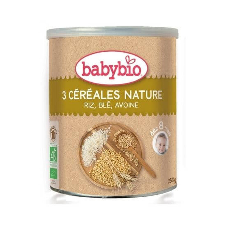 Cereale Bio cu grau, rez si ovaz, 8 luni, 250 g, Babynat