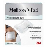 Comprese absorbante, Medipore+Pad, 10x20 cm, 5 bucăți, 3M