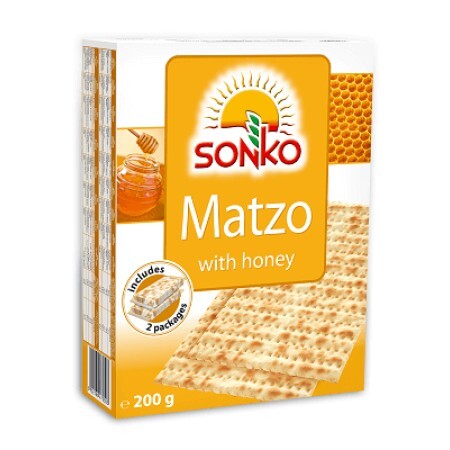 Crackers Matzo cu miere fără drojdie, 200 g, Sonko
