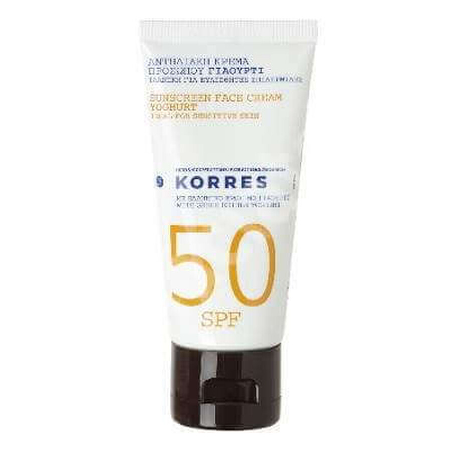 Cremă de față cu iaurt pentru protecție solară SPF 50+, 50 ml, Korres