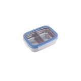 Cutie compartimentată termoizolantă din oțel inoxidabil Bento, cu capac Blue, KS BT2 04, Innobaby