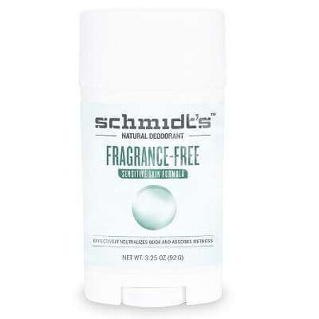Deodorant fără parfum pentru piele sensibilă, 92g, Schmidt's