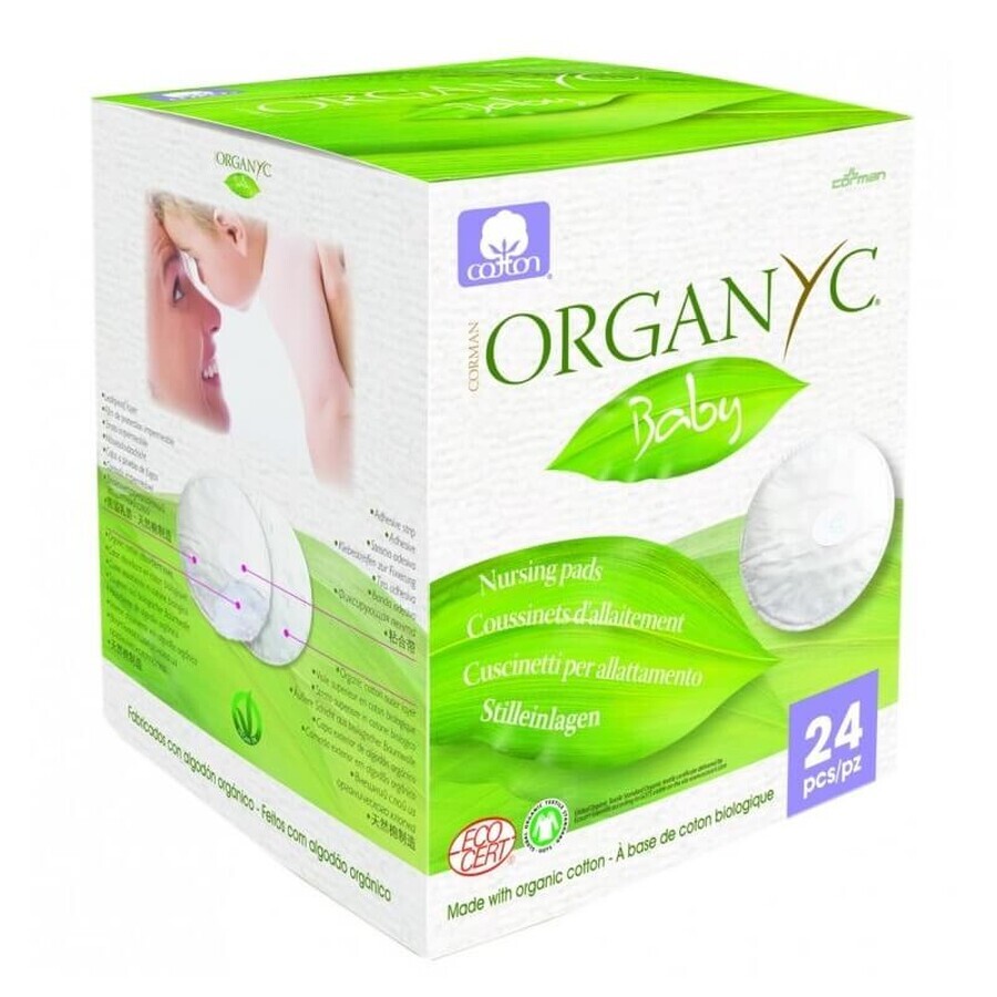 Dischete din bumbac organic pentru sâni, 24 buc, ORGBA02, Organyc