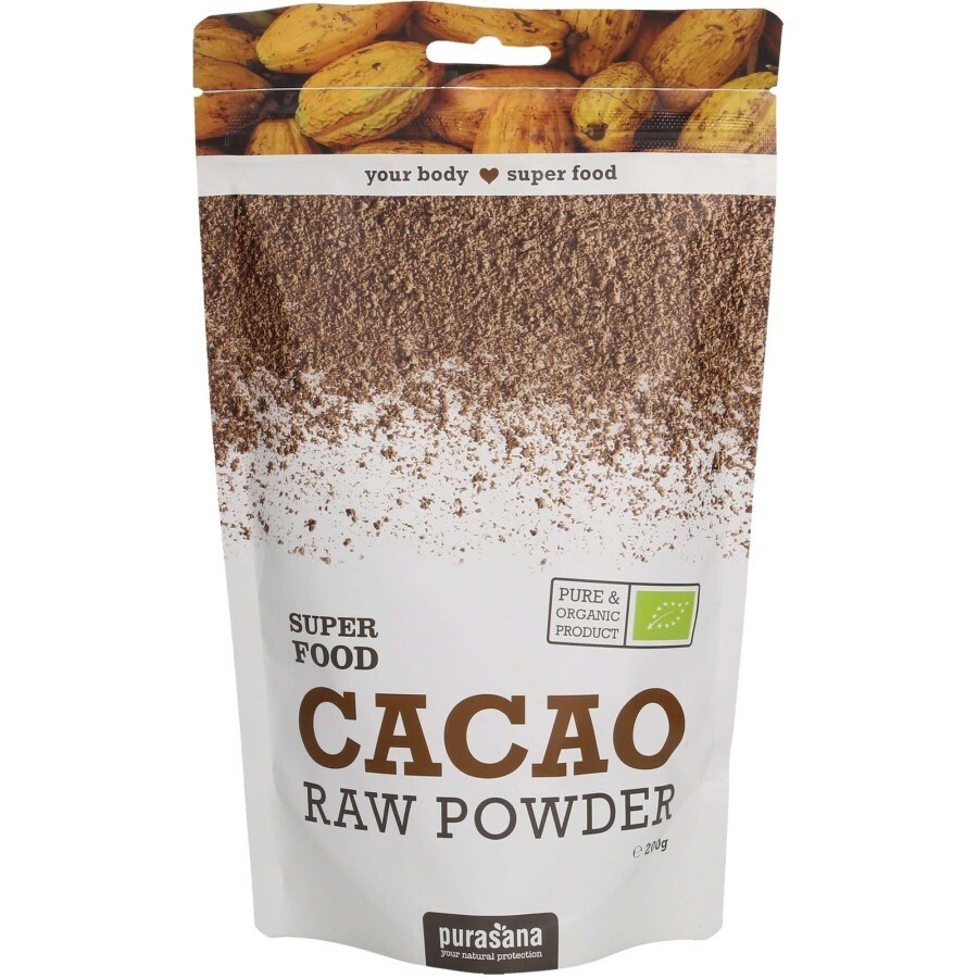 Cacao pulbere cruda ecologica, 200 g, Purasana