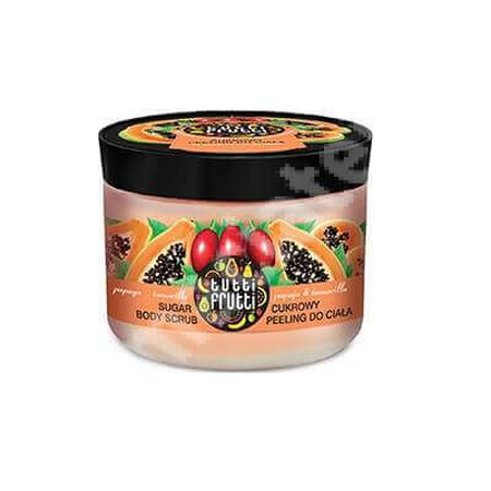 Exfoliant cu cristale de zahăr pentru corp cu papaya și tamarillo, Tutti Frutti, 300 g, Farmona