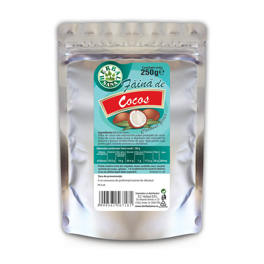 Faina de cocos, 250 gr, Herbal Sana
