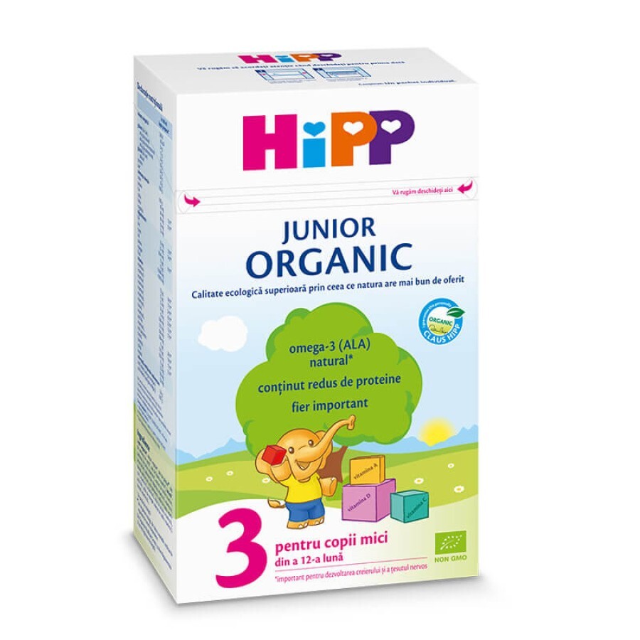 Formula de lapte de crestere Organic 3, +12 luni, 500 g, Hipp