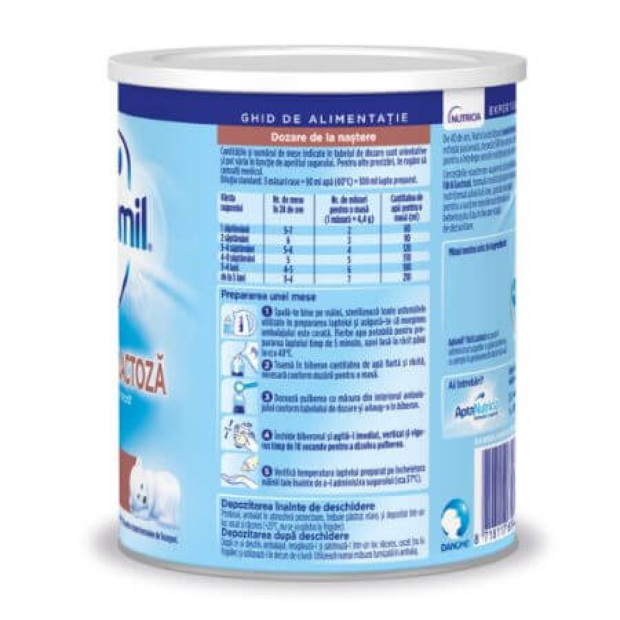 Formula de lapte de inceput Fara Lactoza, 400 g, Aptamil