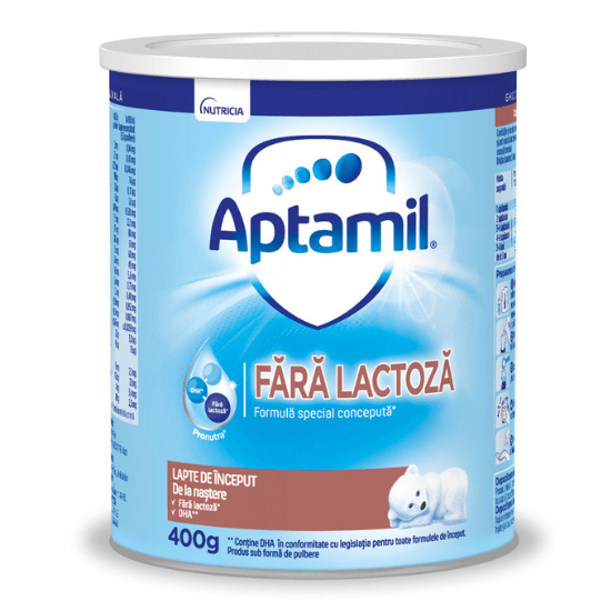 trecerea de la lapte fara lactoza la lapte cu lactoza Formula de lapte de inceput Fara Lactoza, 400 g, Aptamil