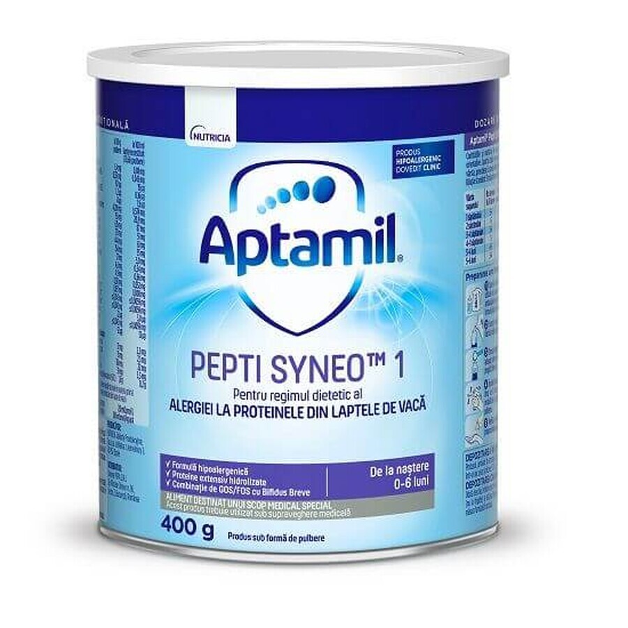 Formula de lapte de inceput Pepti Syneo 1, 0- 6 luni, 400 g, Aptamil recenzii