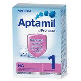 Formula de lapte hipoalergenică, Aptamil HA1 cu Pronutra+, 0-6 luni, 600 g, Nutricia