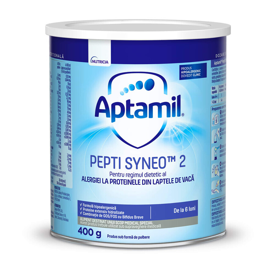 Formulă de lapte Pepti Syneo 2, 6-12 luni, 400 g, Aptamil recenzii
