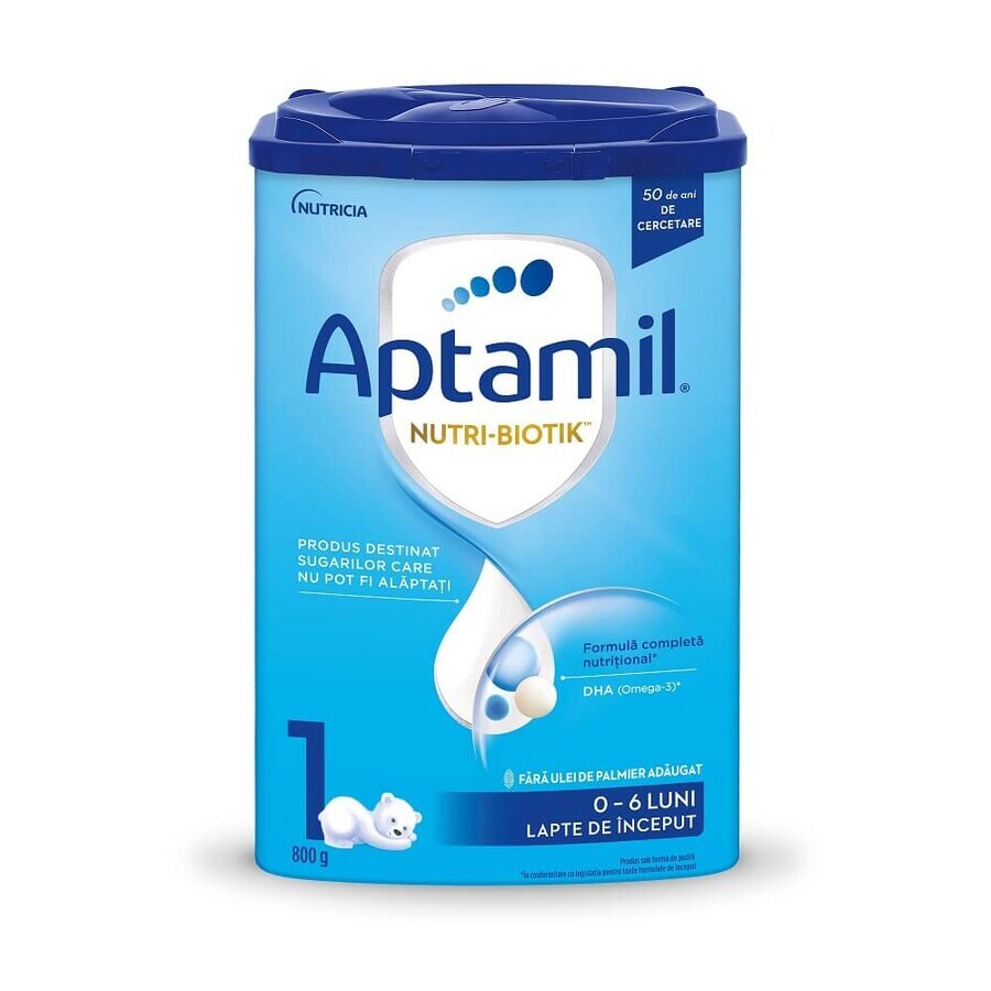 Formulă de lapte praf Nutri-Biotik 1, 0-6 luni, Aptamil, 800 g