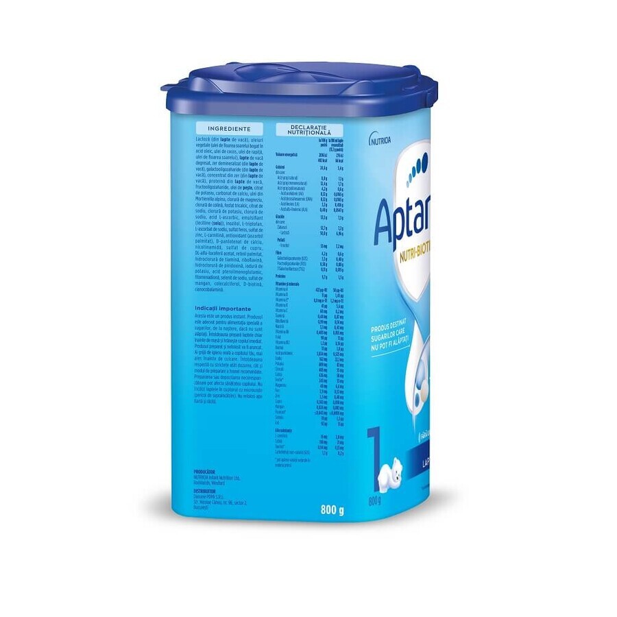 Formulă de lapte praf Nutri-Biotik 1, 0-6 luni, Aptamil, 800 g