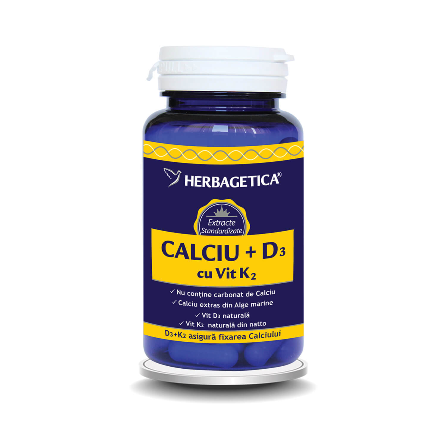 lipozomal vitamina d3 + k2 magneziu 30 capsule hypernatura Calciu + D3 + Vitamina K2, 30 capsule, Herbagetica