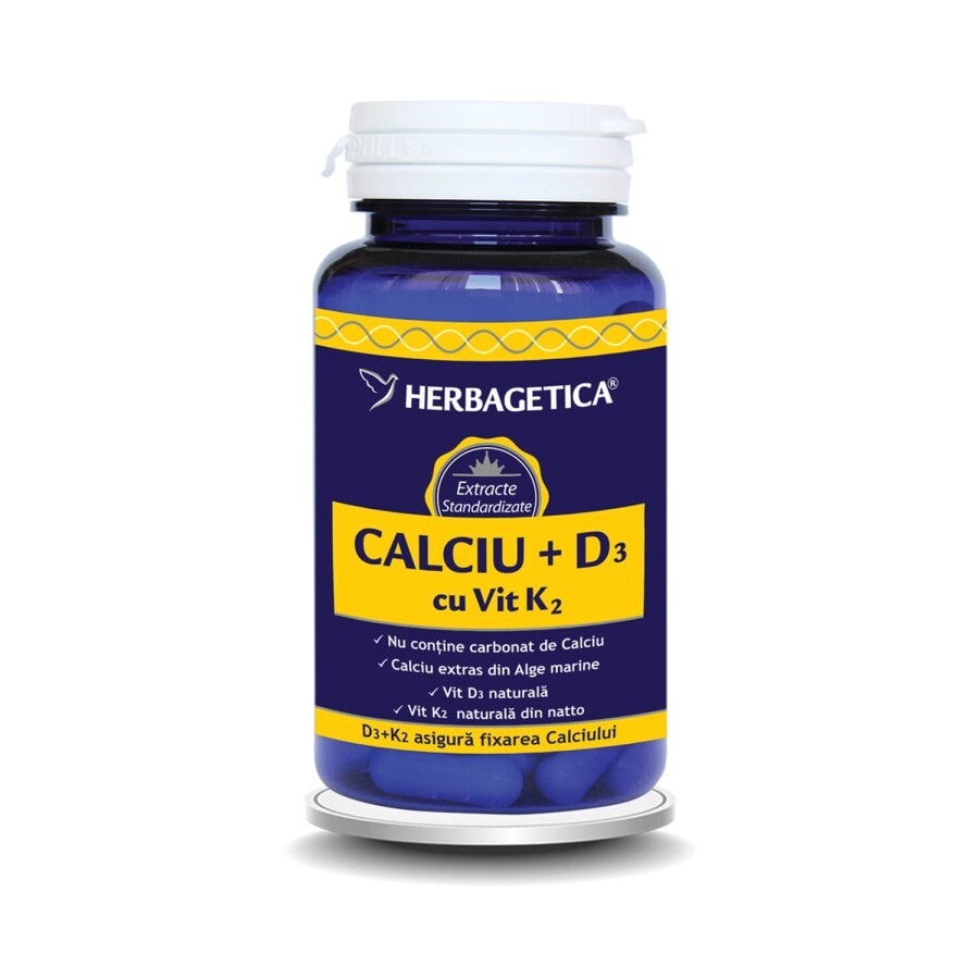 Calciu + D3 + Vitamina K2, 30 capsule, Herbagetica recenzii