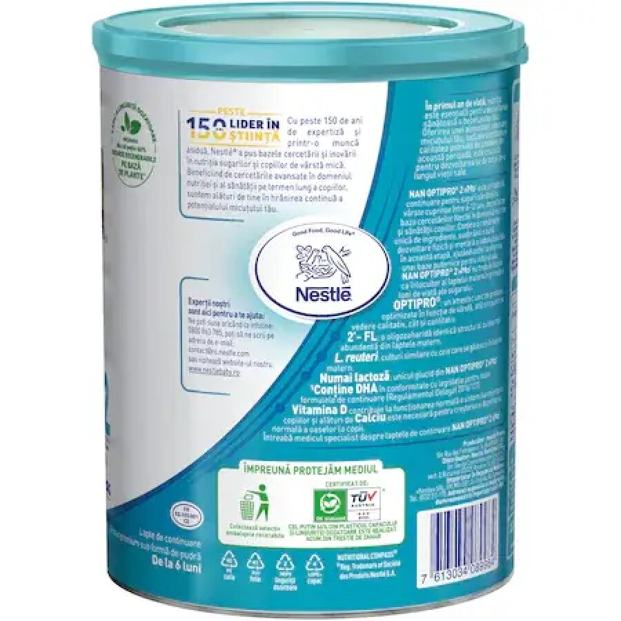 Lapte praf Nan 2 Optipro HMO, +6 luni, 800 g, Nestlé