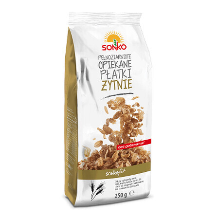 Fulgi de cereale din secară prăjită, fără zahăr, 250 g, Sonko