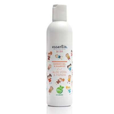 Gel de duș și șampon 2 în1 cu aloe vera și papaya pentru copii, 250 ml, Essentiq