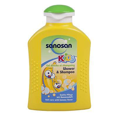 Gel de dus și șampon pentru copii cu aromă de banane, 200 ml, Sanosan Mama si copilul
