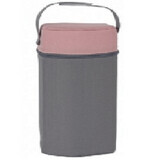 Husă termoizolatoare pentru biberon, roz - gri, Mini, 8.5x8.5x17.5 cm, Ceba Baby
