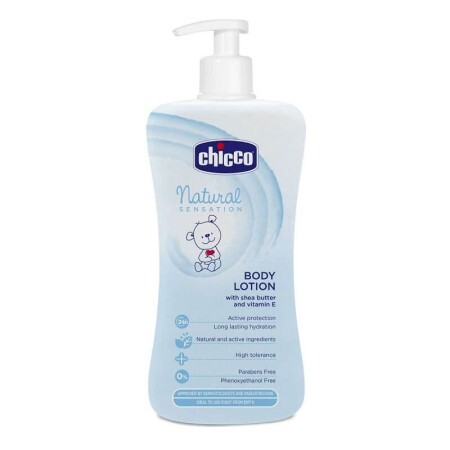 Loțiune de corp cu unt de shea și vitamina E, 07944, 500 ml, 0+ luni, Chicco