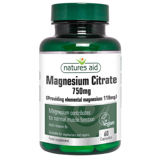 Magnesium citrate si Vitamina B6, 750mg, 60 tablete, Natures Aid Vitamine si suplimente