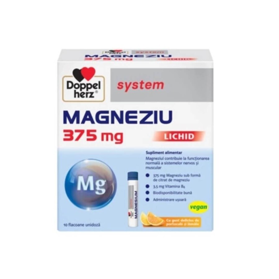 Magneziu 375 mg, 10 flacoane unidoza, Doppelherz (vegan) recenzii