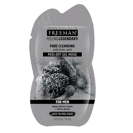 Mască pell-off pentru curățarea porilor cu cenușa vulcanică For Men, 15 ml, Freeman