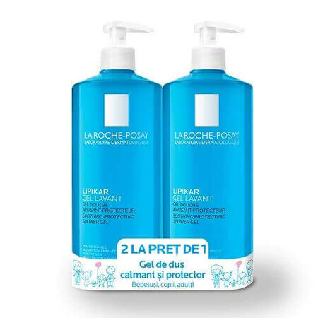 Mega Ofertă Gel de duș calmant și protector Lipikar, 750 ml, 2 la pret de 1, La Roche-Posay