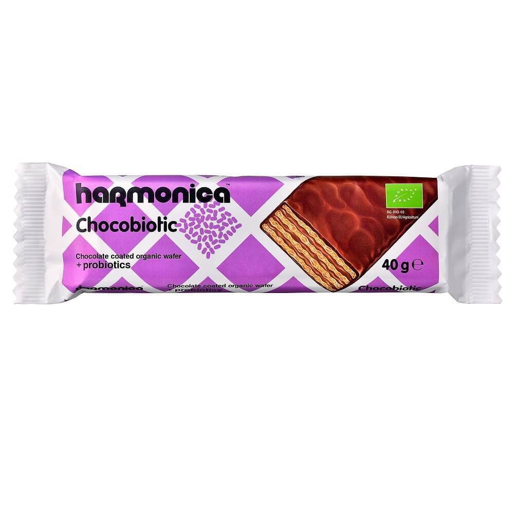 ciocolata de casa in foi de napolitana Napolitana Bio invelita in ciocolata cu probiotice, 40 gr, Harmonica
