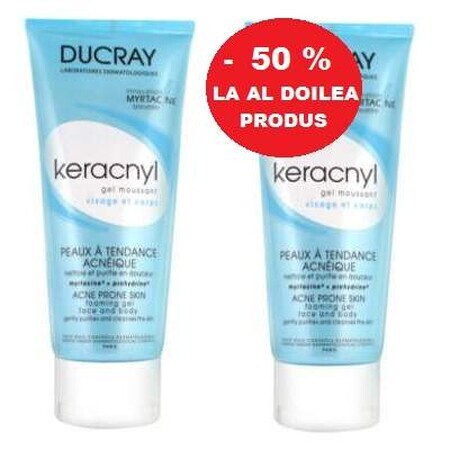 Oferta pachet - Gel spumant pentru pielea cu tendință acneică, Ducray Keracnyl, 1+1, Pierre Fabre