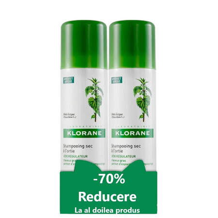 Ofertă pachet Șampon cu extract de urzică, 150 ml + 150 ml (70% reducere la al doilea produs), Klorane