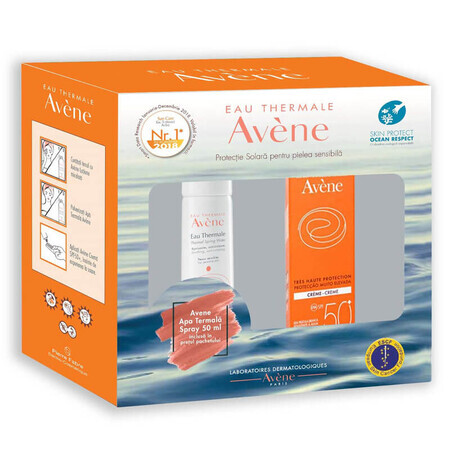 Ofertă Pachet Avene Cremă SPF 50+ 50 ml și Apă Termală Spray 50 ml, Pierre Fabre