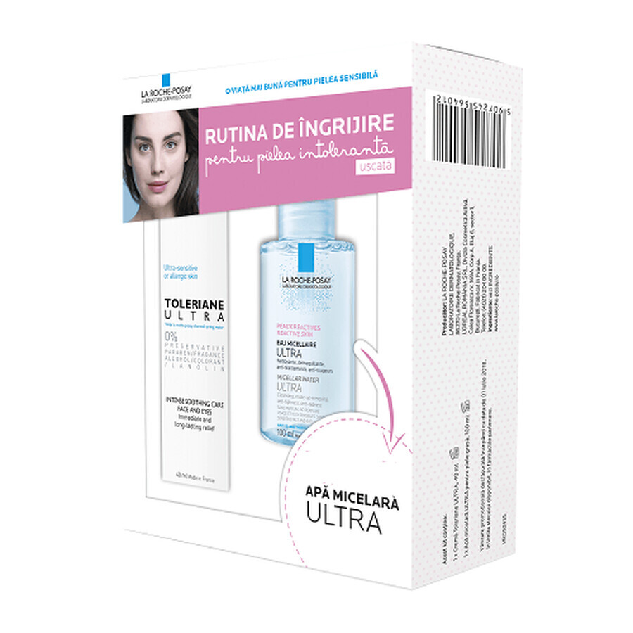 Ofertă Pachet Cremă intens calmantă pentru piele ultra sensibilă și alergică Toleriane Ultra și Apă Micelară, 40 ml, La Roche-Posay